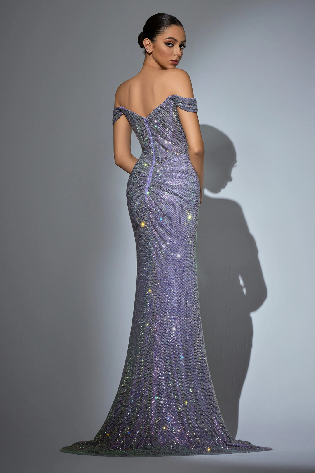Lavender Purple Sequin Dress with Sweetheart Neckline - Illusion Formal Dress High Slit – Sparkly Maxi Dress Plus Size