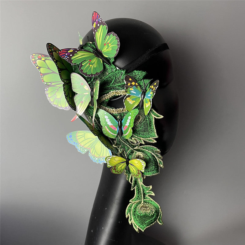 Handmade Fantasy Blue Butterfly Mask and Pretty Masks – Beautiful Masquerade Ball Face Mask with Lace and 3D Butterflies