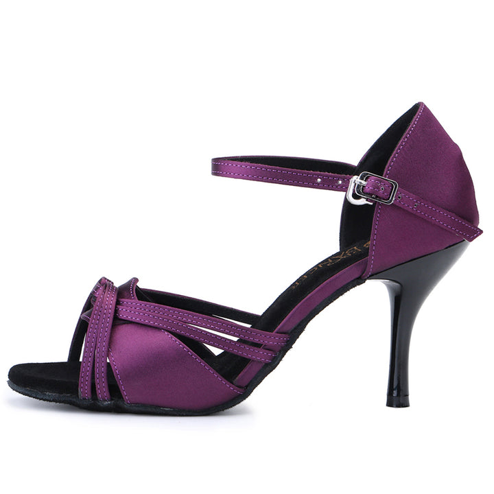 Violet Rhythm – Handmade Purple Satin Latin Tango Heels