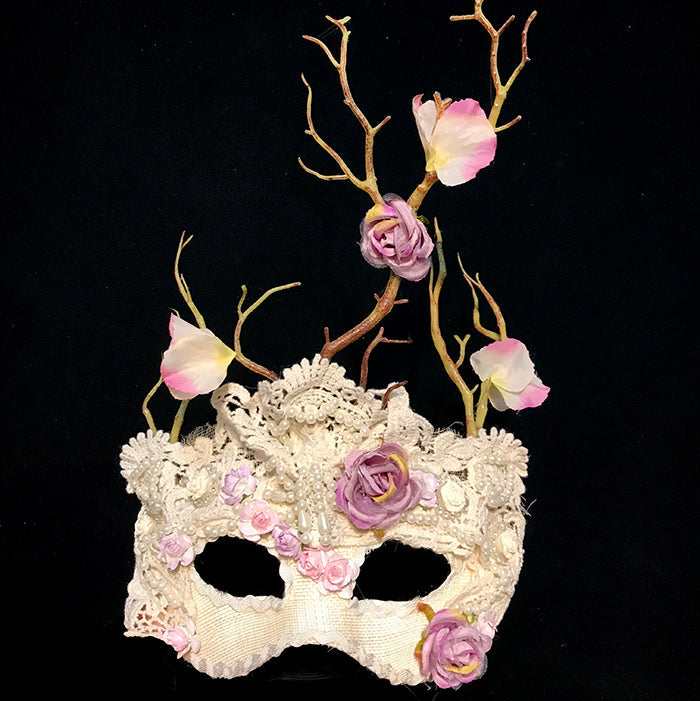 Handmade Fairy Champagne Butterfly Mask – Beautiful Mask Masquerade Ball with Branches and Flowers