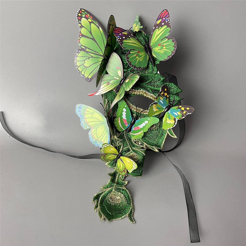 Handmade Fantasy Blue Butterfly Mask and Pretty Masks – Beautiful Masquerade Ball Face Mask with Lace and 3D Butterflies