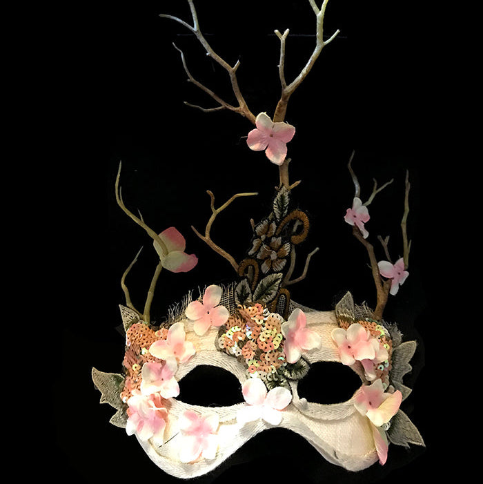 Handmade Fairy Champagne Butterfly Mask – Beautiful Mask Masquerade Ball with Branches and Flowers