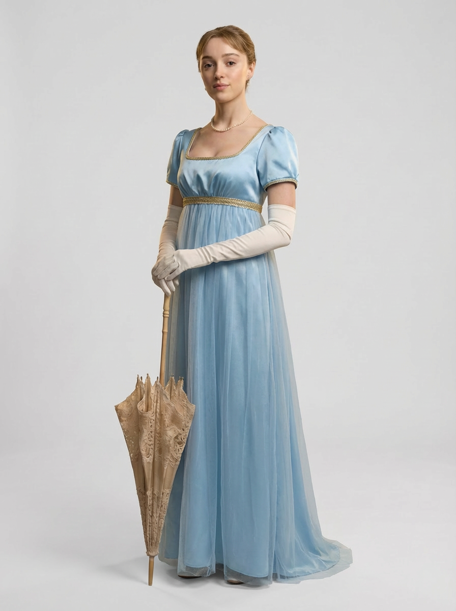 Bridgerton Daphne Blue Dress with Gauze