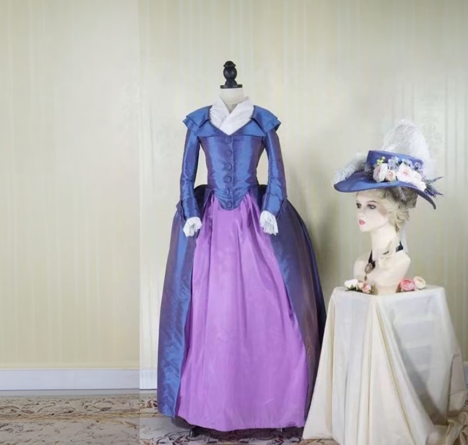 fitted lace wedding dress Royal Blue and Purple Rococo Ball Gown with Victorian Collar – Vintage –  WonderlandByLilian