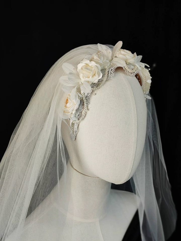 Vintage Wedding Veils With Headpieces - Antique Lace Bridal Veil