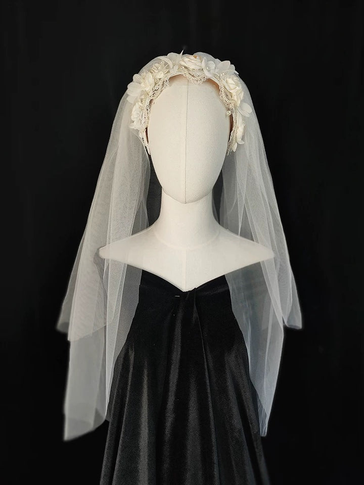 Vintage Wedding Veils With Headpieces - Antique Lace Bridal Veil