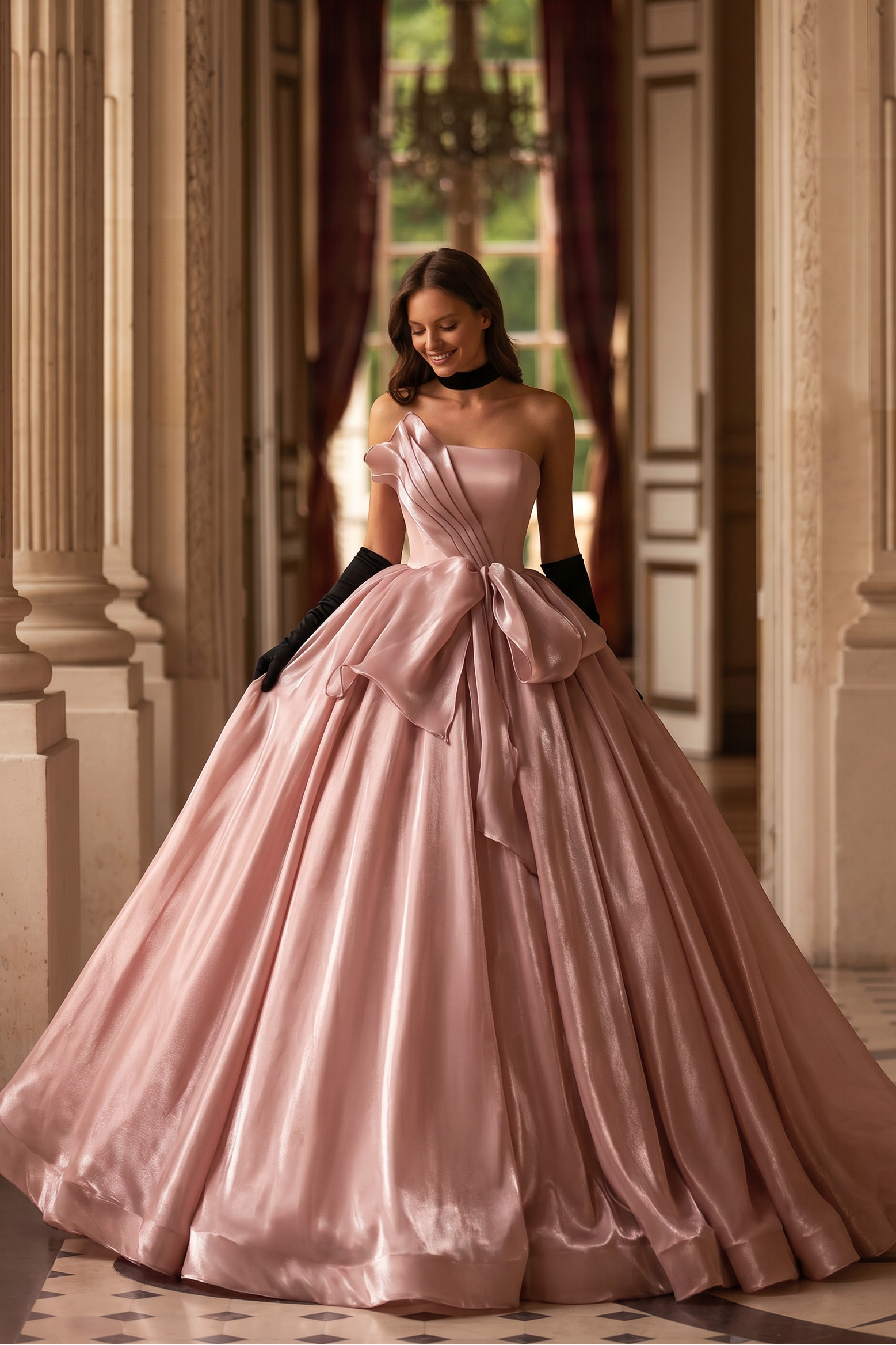 Blush Pink Satin Evening Dress - Corset Back Wedding Dress with Luxe B WonderlandByLilian Blush Pink Satin Evening Dress - Corset Back Wedding Dress with Luxe B WonderlandByLilian