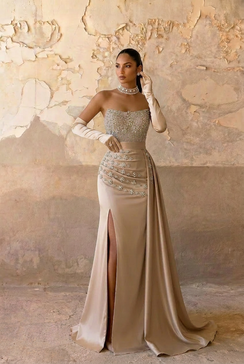 glitter beige dress Creamy Sparkle Dress Teuta Matoshi