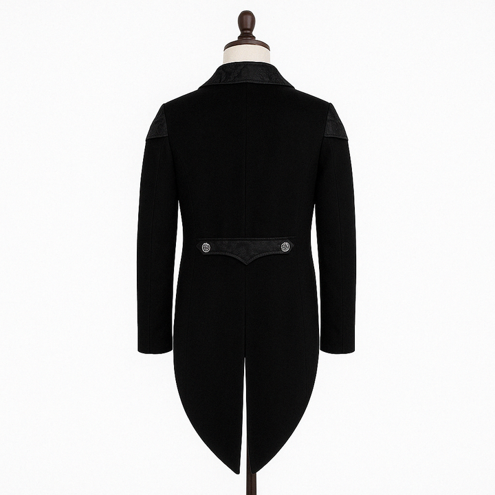 Victorian Style Black Burgundy Tailcoat - Gothic Vampire Velvet Jacquard Suit with Embroidery and Velvet Jacket -Plus Size