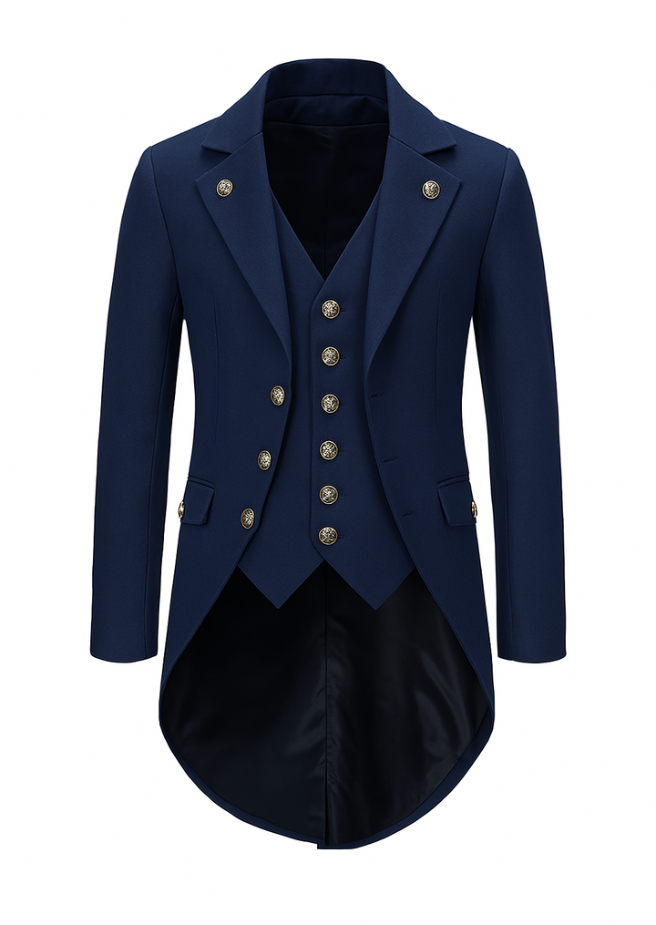 British Palace Tailcoat Long Suit Jacket for Men - Casual Plus Size Two-Piece Outfit with Personality for Hosting and Performances- Plus Size
