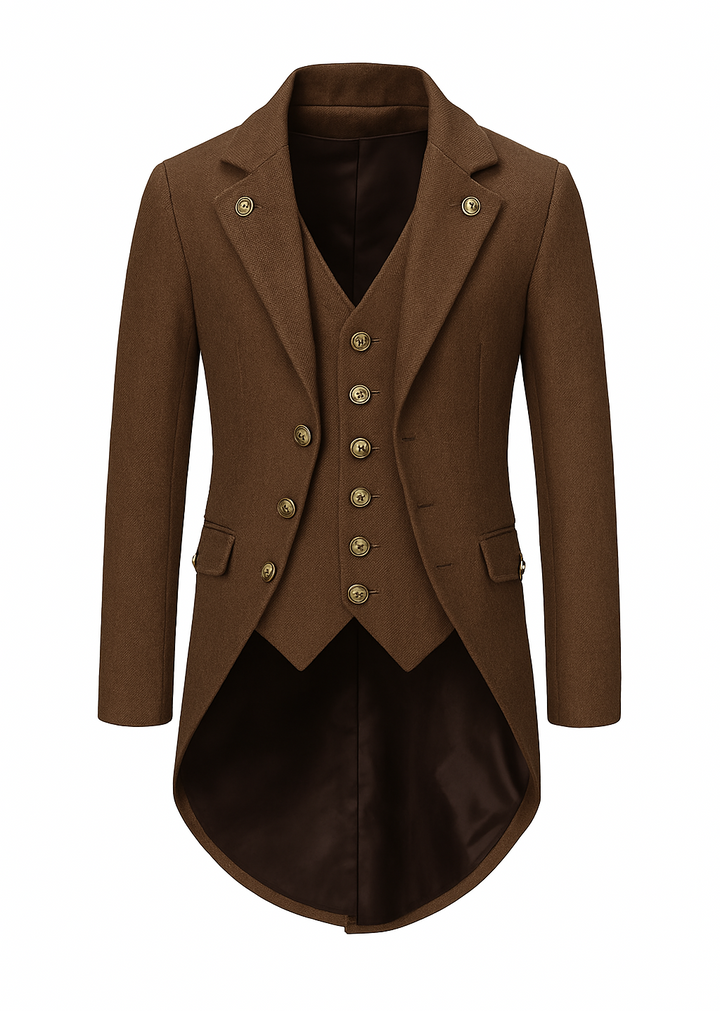 British Palace Tailcoat Long Suit Jacket for Men - Casual Plus Size Two-Piece Outfit with Personality for Hosting and Performances- Plus Size