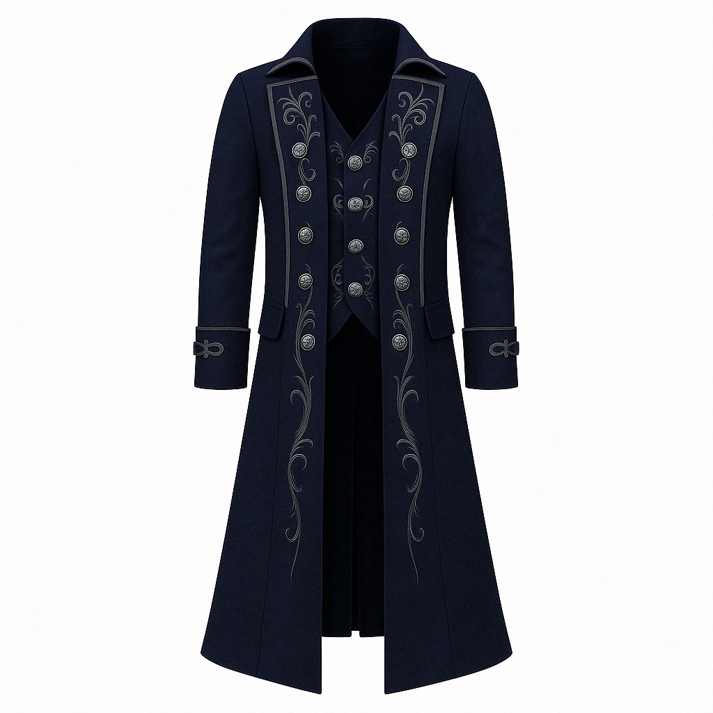 Gothic Black Punk Jacket Outerwear For Men - Halloween Cosplay Costume -Plus Size