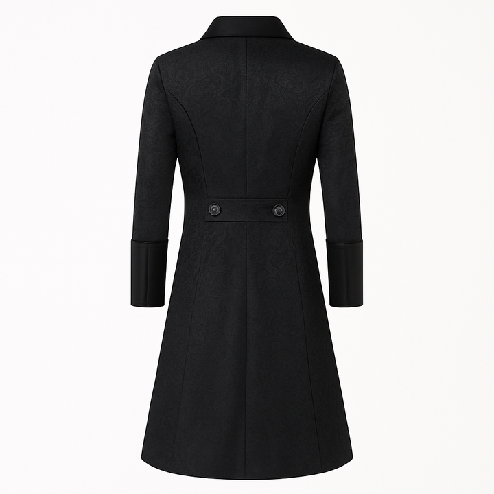 Steampunk Jacquard Black Coat Gothic Men Long Black Plus Size-Plus Size