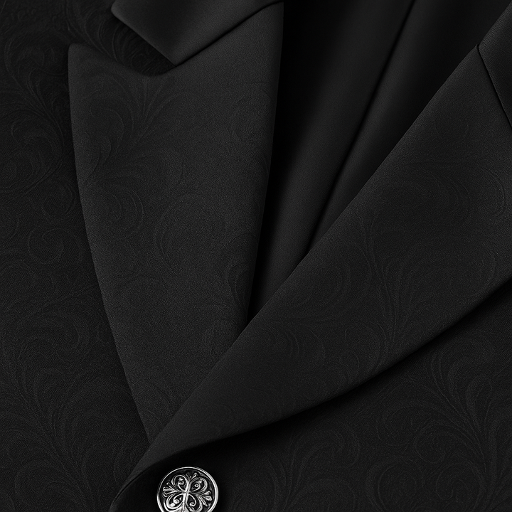 Steampunk Jacquard Black Coat Gothic Men Long Black Plus Size-Plus Size