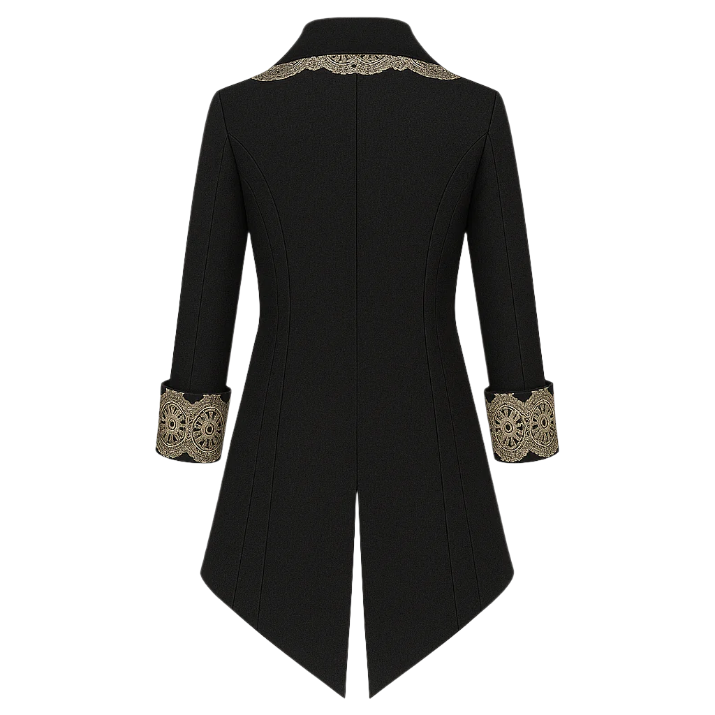 Men's Plus Size British Vintage Gothic Jacquard Suit with Lace Embroidery Faux Two-piece  Tailcoat