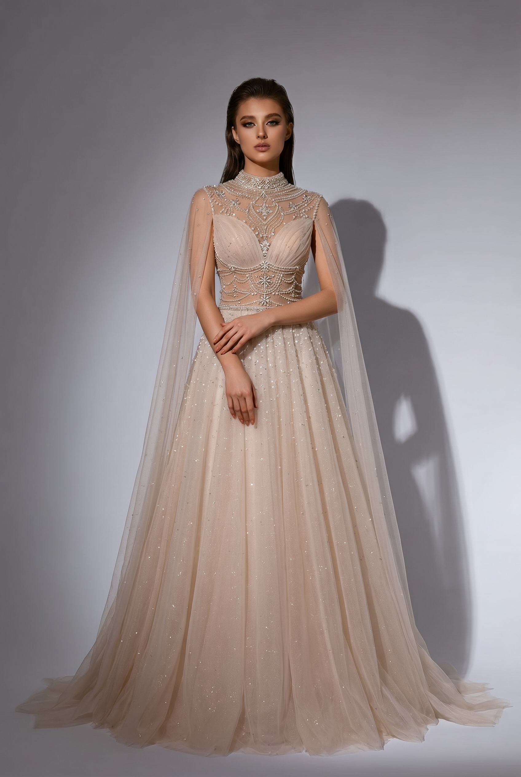 Fairy Tulle Wedding Dress With Cape