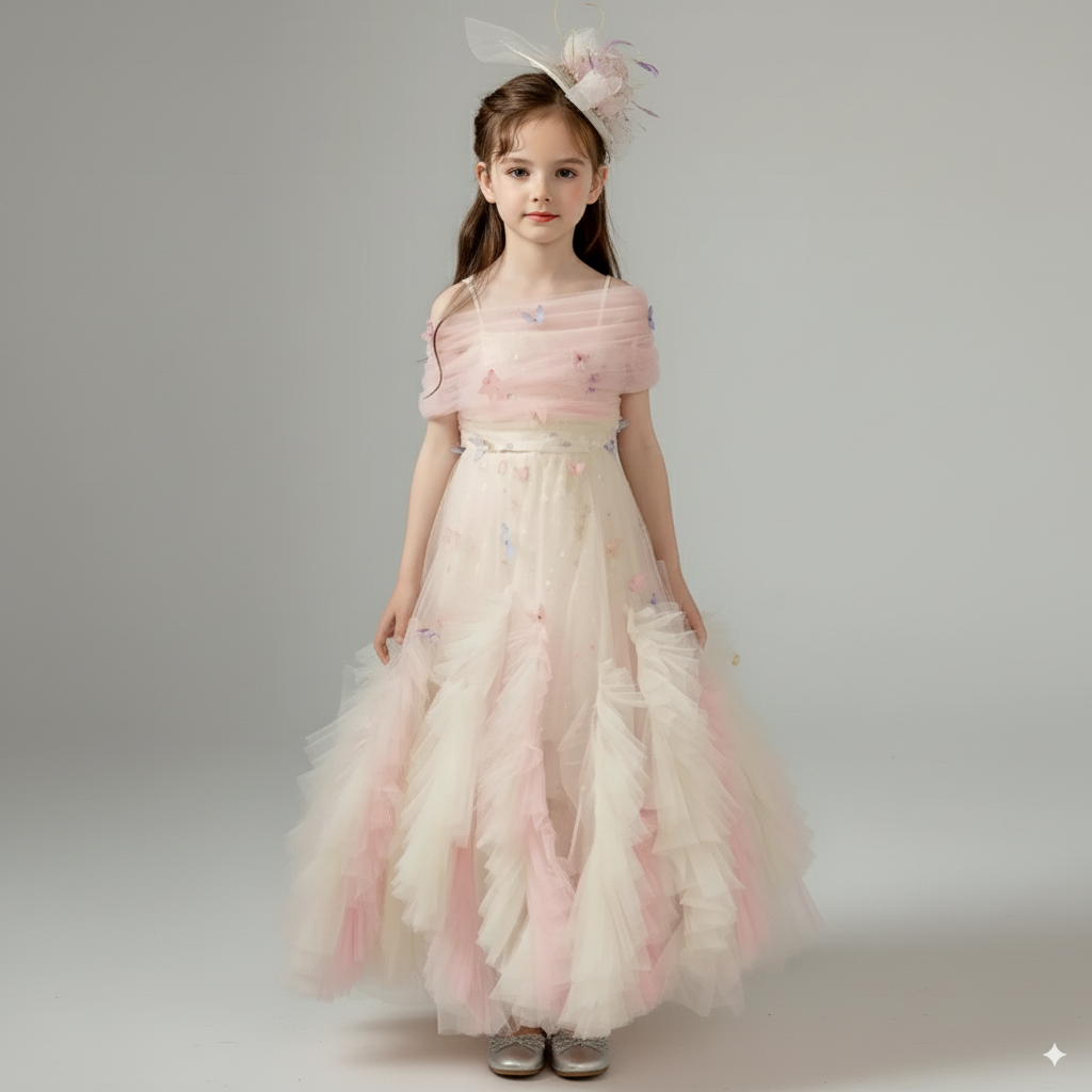 Blush Pink Tulle Flower Girl Dress with Off Shoulder – Special Occasio –  WonderlandByLilian