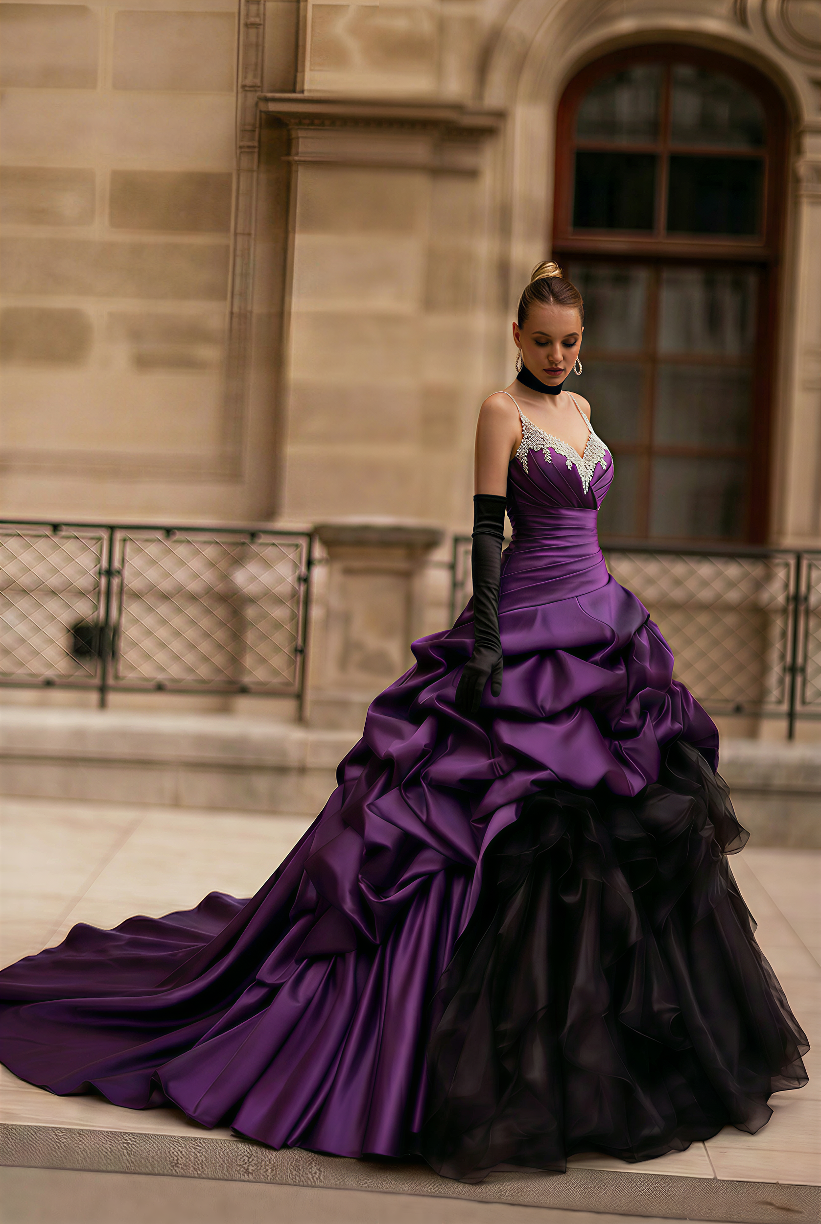 Unique Strapless Beaded Gothic Black and Purple Wedding Dress –  WonderlandByLilian