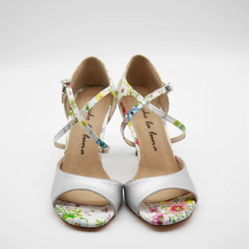 Floral Bloom – Handmade Leather Floral Tango Heels in White