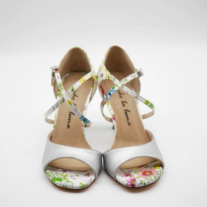 Floral Bloom – Handmade Leather Floral Tango Heels in White