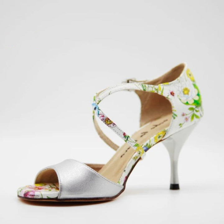 Floral Bloom – Handmade Leather Floral Tango Heels in White
