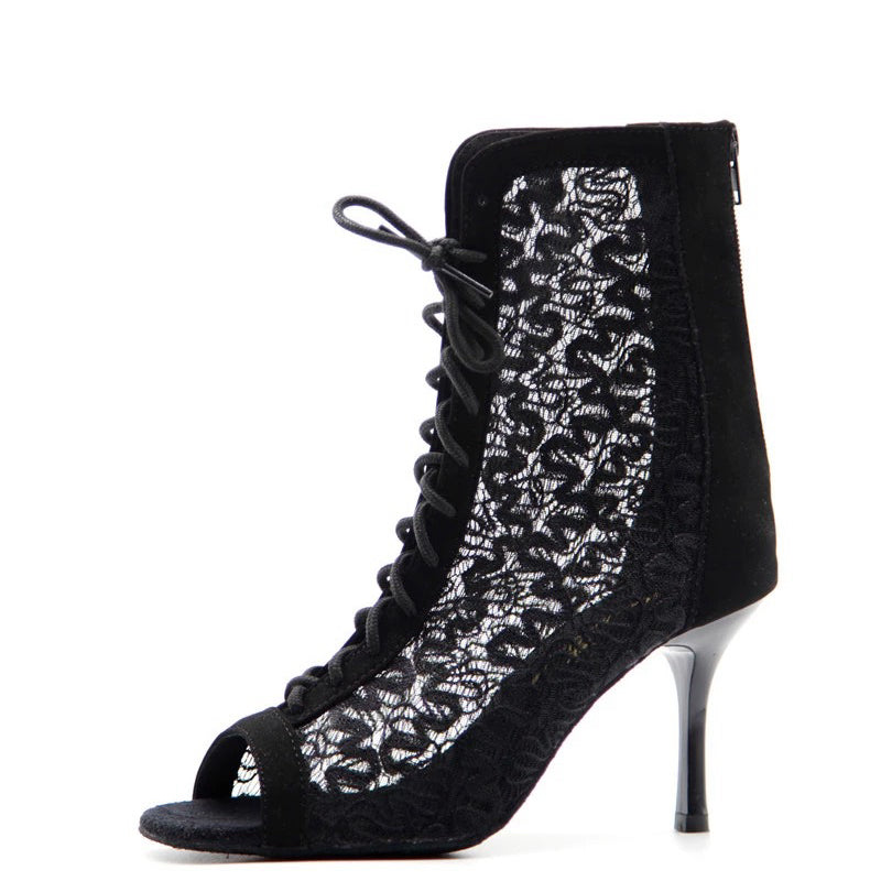 Moonlight Aria – Handmade Silver Mesh Salsa Boot Heels