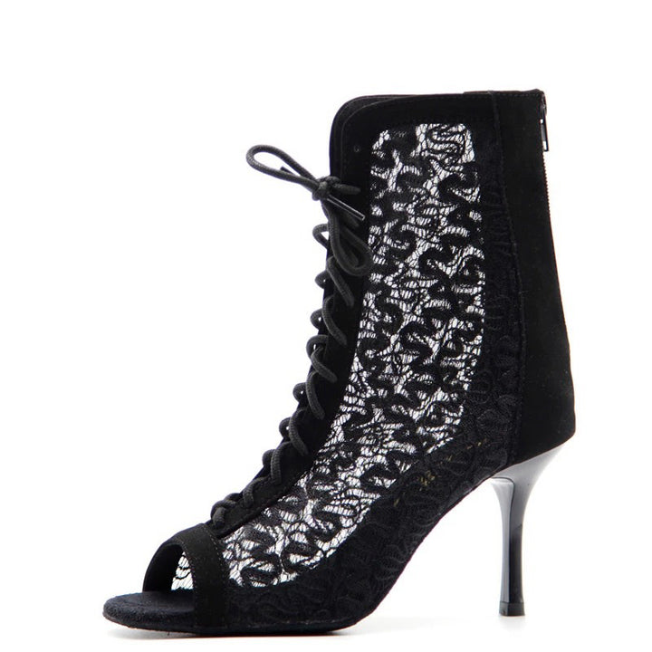 Moonlight Aria – Handmade Silver Mesh Salsa Boot Heels