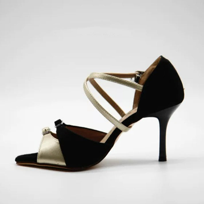 Waltz of Contrast – Handmade Leather Two-Tone Tango Heels