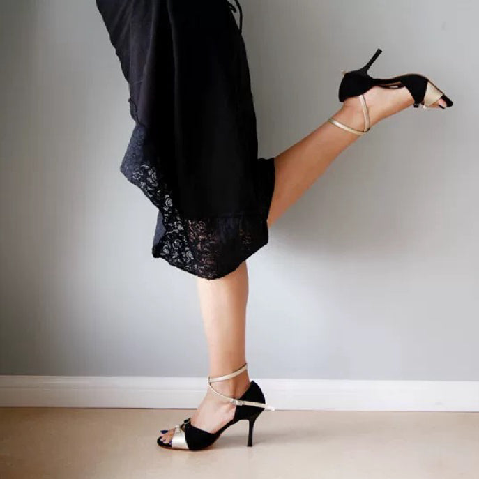 Waltz of Contrast – Handmade Leather Two-Tone Tango Heels