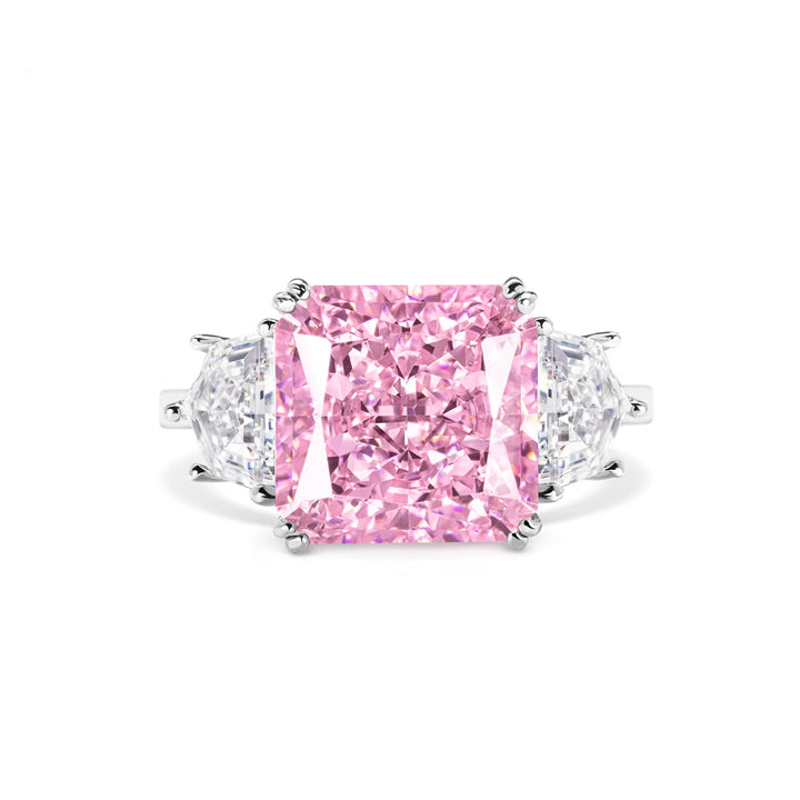 Vintage-Inspired Pink Emerald Cut Decoy Travel Engagement Ring 5.5 Carat