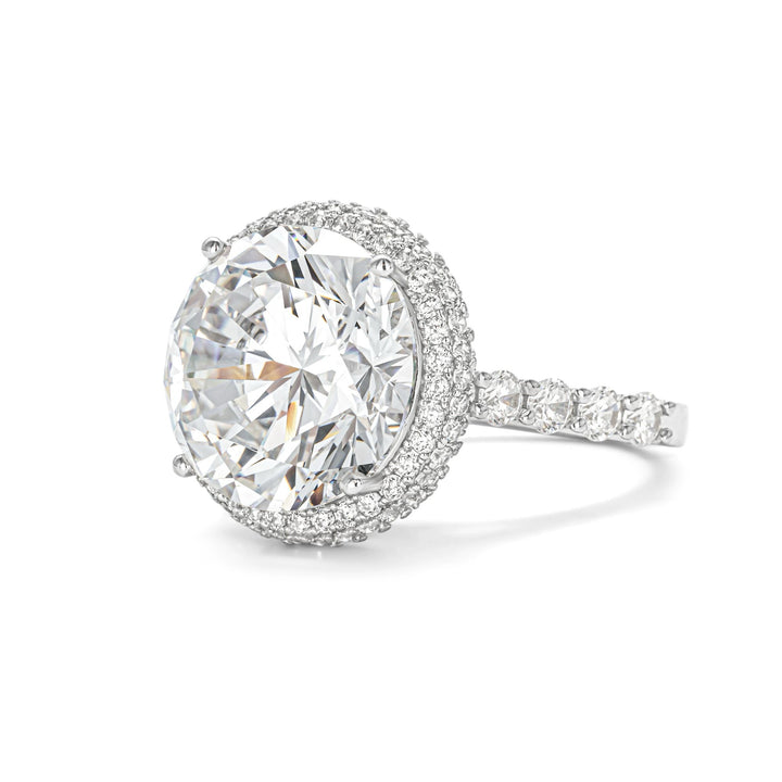 Luxury Round Cut Cubic Zirconia Halo Decoy Engagement Ring 10 Carat