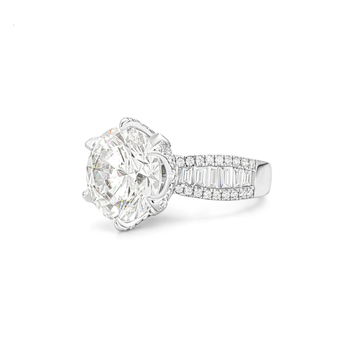 Luxury Round Cut Cubic Zirconia Decoy Engagement Ring 10 Carat with Pave Band