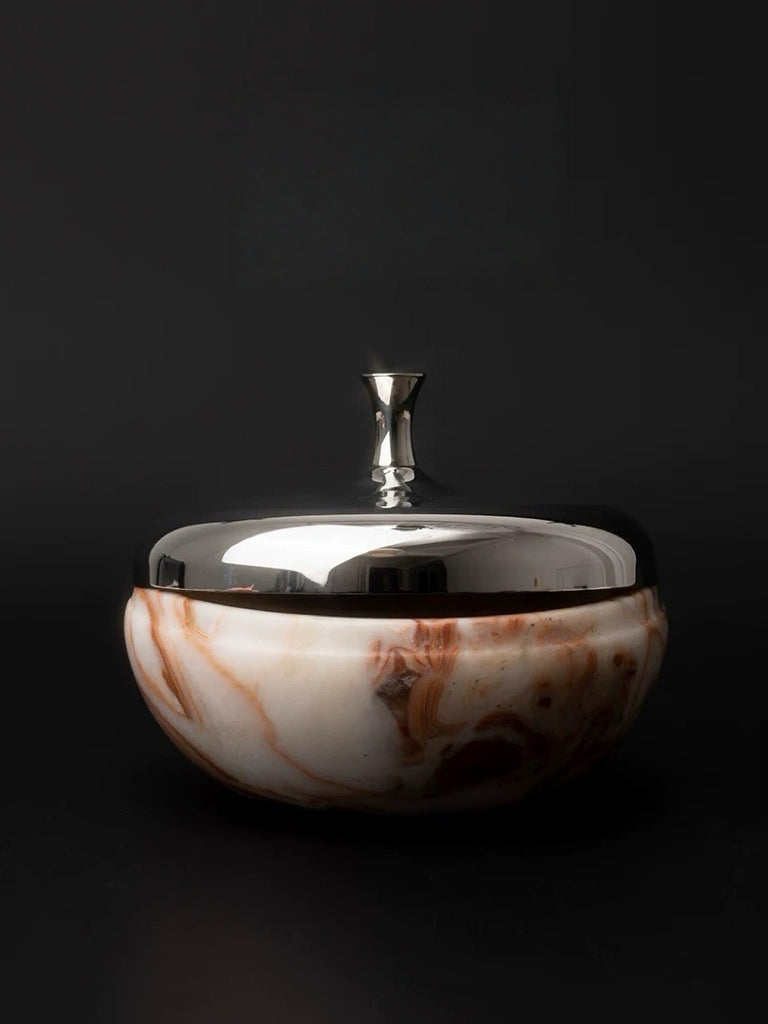 Handmade Art Deco Red Agate Snack Container and Jewelry Box Decor