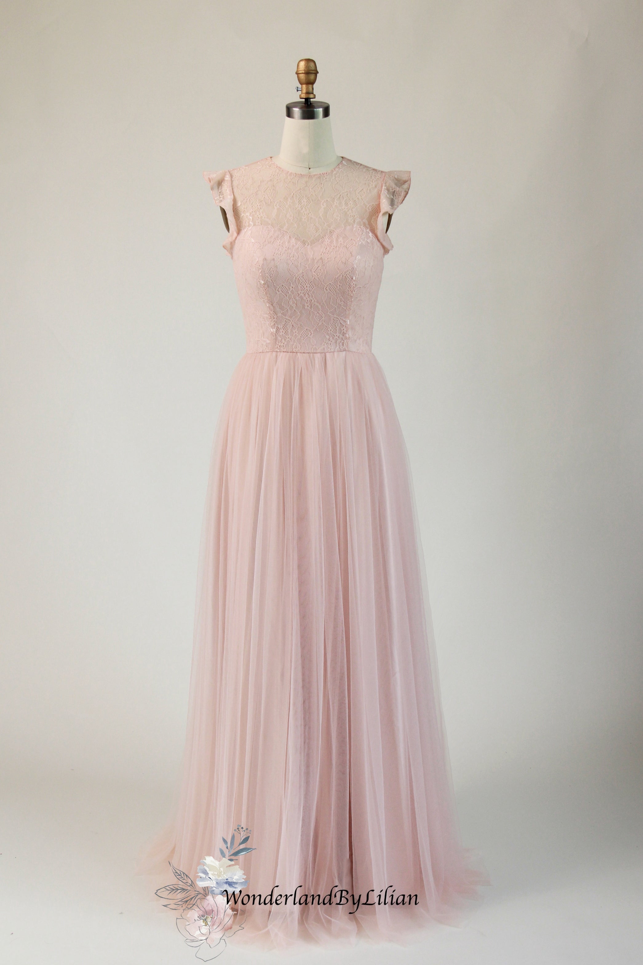 pink tulle bridesmaid dress Blush Pink Tulle Midi Mismatched Bridesmaid Dress Blush Pink / Custom Size / E