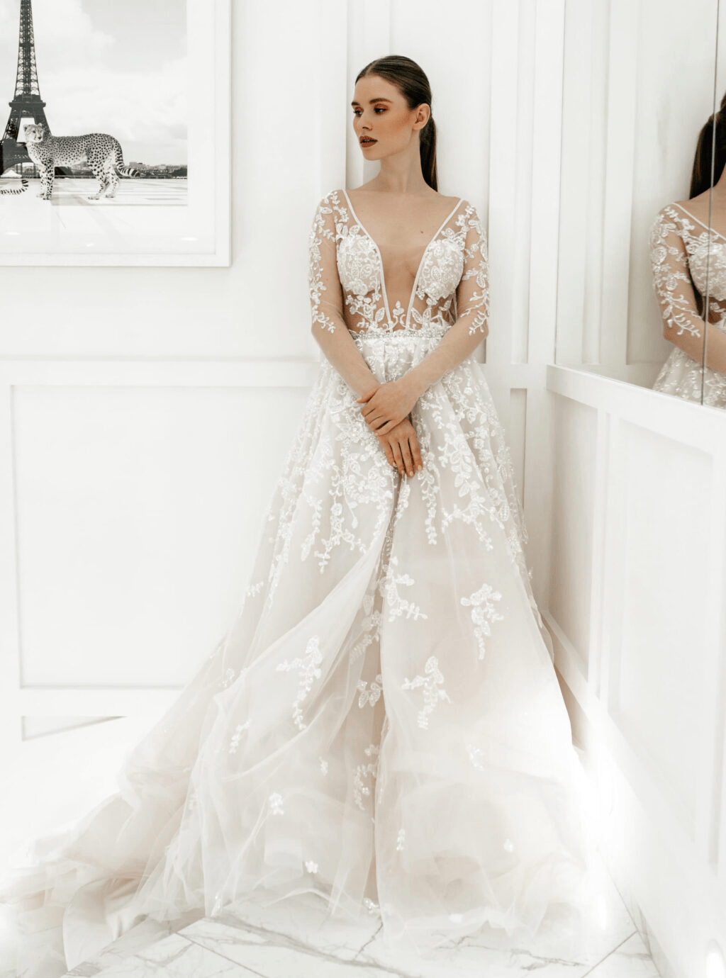 Aline Wedding Dress and Floral applique Wedding Dress