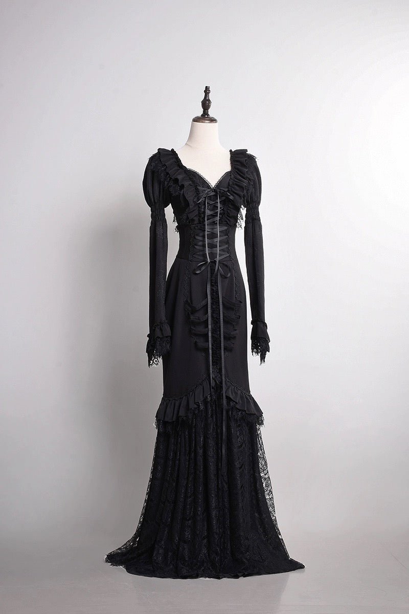 Black Gothic Lolita Dress with Lace