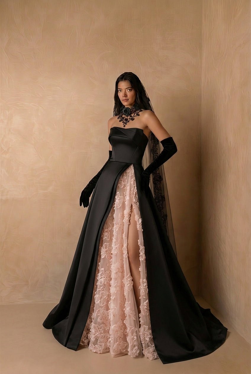 Gothic Style Wedding Dresses for Unique Brides With Gauze Size 18W / Black / With Veil
