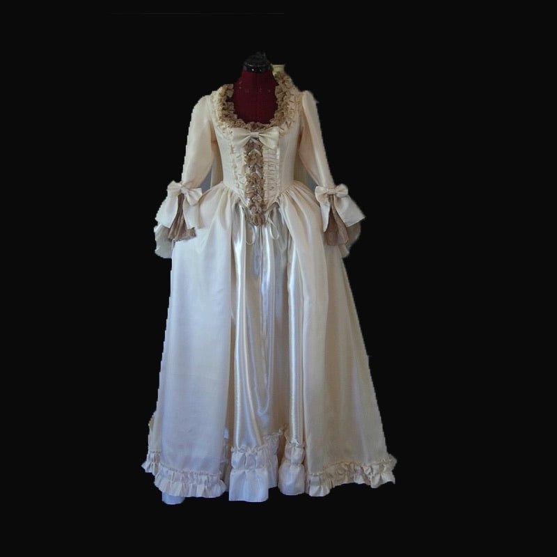 Champagne Enchantment Medieval Dress with Bow Details Luxurious Baroque Ball Gown with Tassel Accents Plus Size Size 16 / Champagne Champagne Enchantment Medieval Dress with Bow Details Luxurious Baroque Ball Gown with Tassel Accents Plus Size Size 16 / Champagne