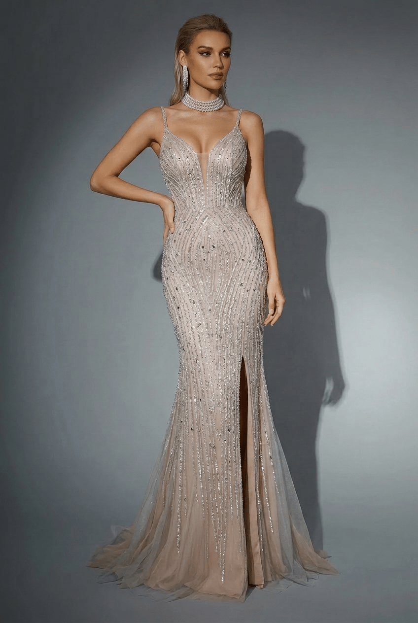 champagne sparkle dress long Glitter Sequin Evening Gown – Sparkly Maxi with Slit a – WonderlandByLilian Grace Sparkle Sequin Maxi civil wedding dresses keeping you confident and Hangers Pack:4 Outfit