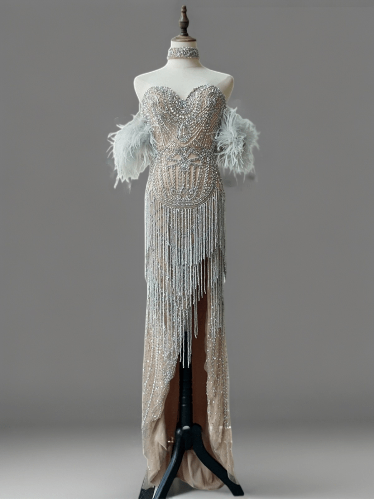 Chic Feather Decor Off Shoulder Sequin Cocktail Dress
