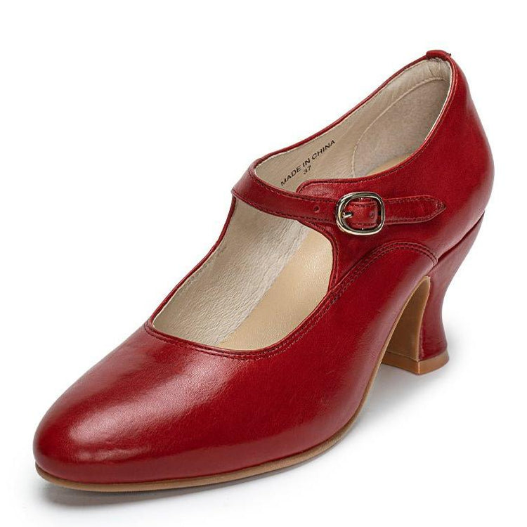 Classic Mary Jane Vintage Leather Heels - WonderlandByLilian