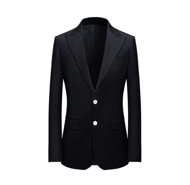 Black Wool Suit for Men in Black with Notch Lapel - Men Single Breasted Blazer Plus Size