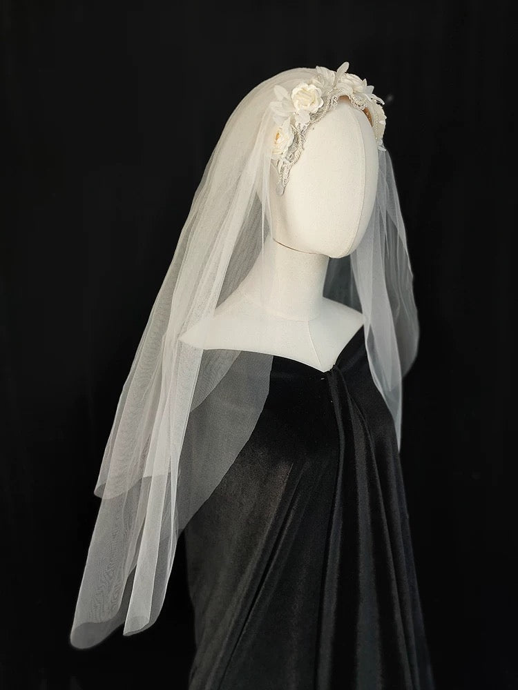 Vintage Wedding Veils With Headpieces - Antique Lace Bridal Veil