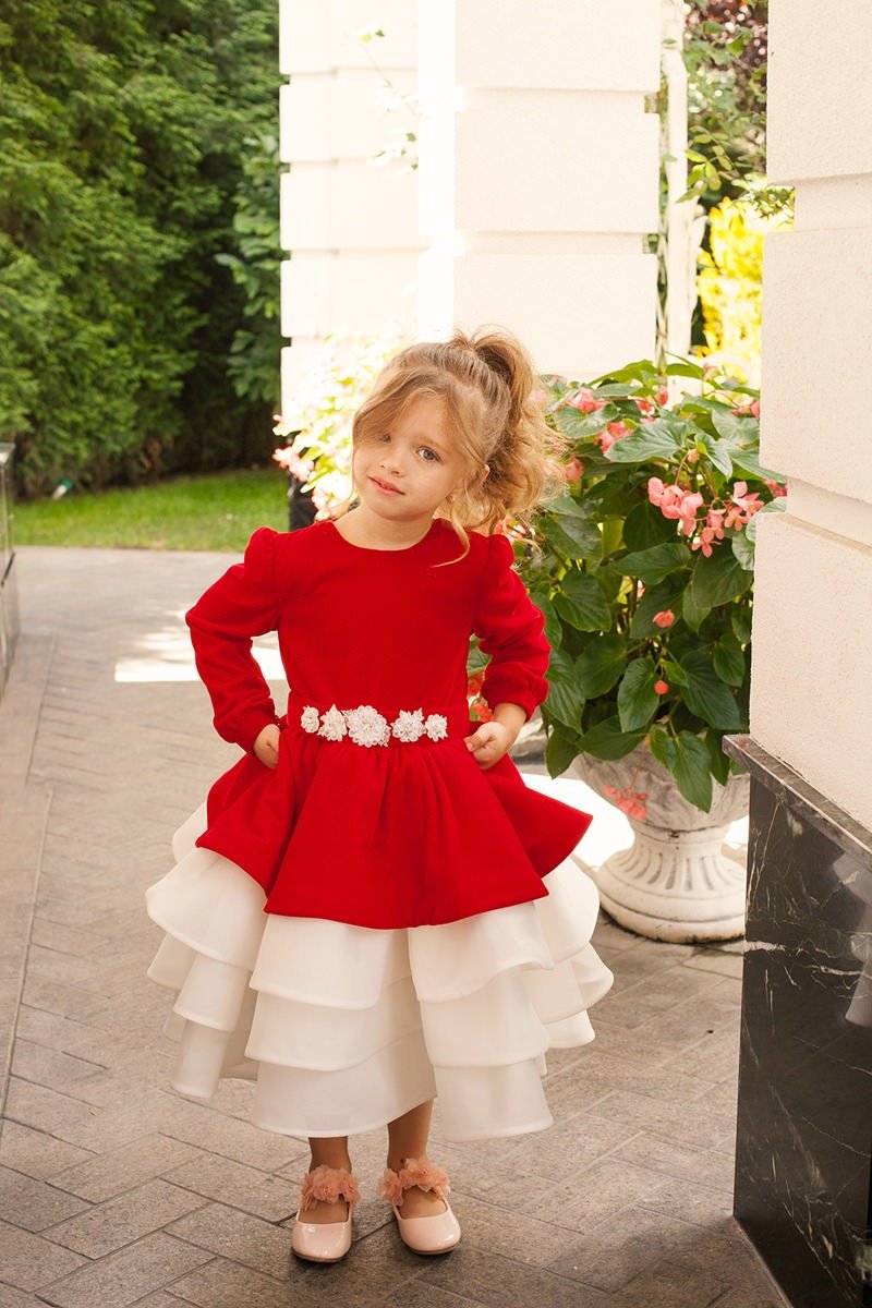 Deep Red Velvet Plus Size Girls Dress Ellie Long Sleeve Party Gown with White Chantilly Lace and Floral Belt for Special Occasions 6Y Deep Red Velvet Plus Size Girls Dress Ellie Long Sleeve Party Gown with White Chantilly Lace and Floral Belt for Special Occasions 6Y