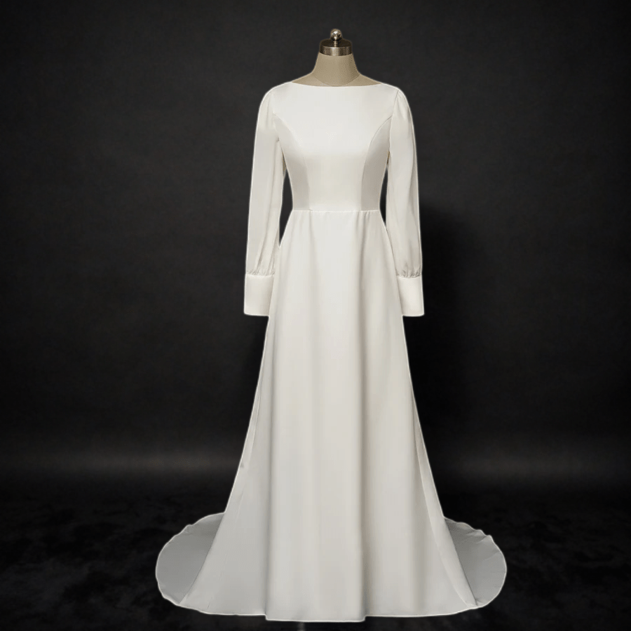 Elegance Redefined: Simple Modest Long Sleeves Wedding Dress