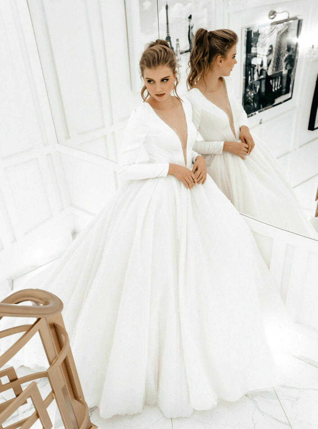 sachin and babi light blue dress Elegant Long Sleeve Wedding Dresses for Timeless Sophistication COCOMELODY CW3453, 25 Days / Ivory / US8-UK10-EUR38