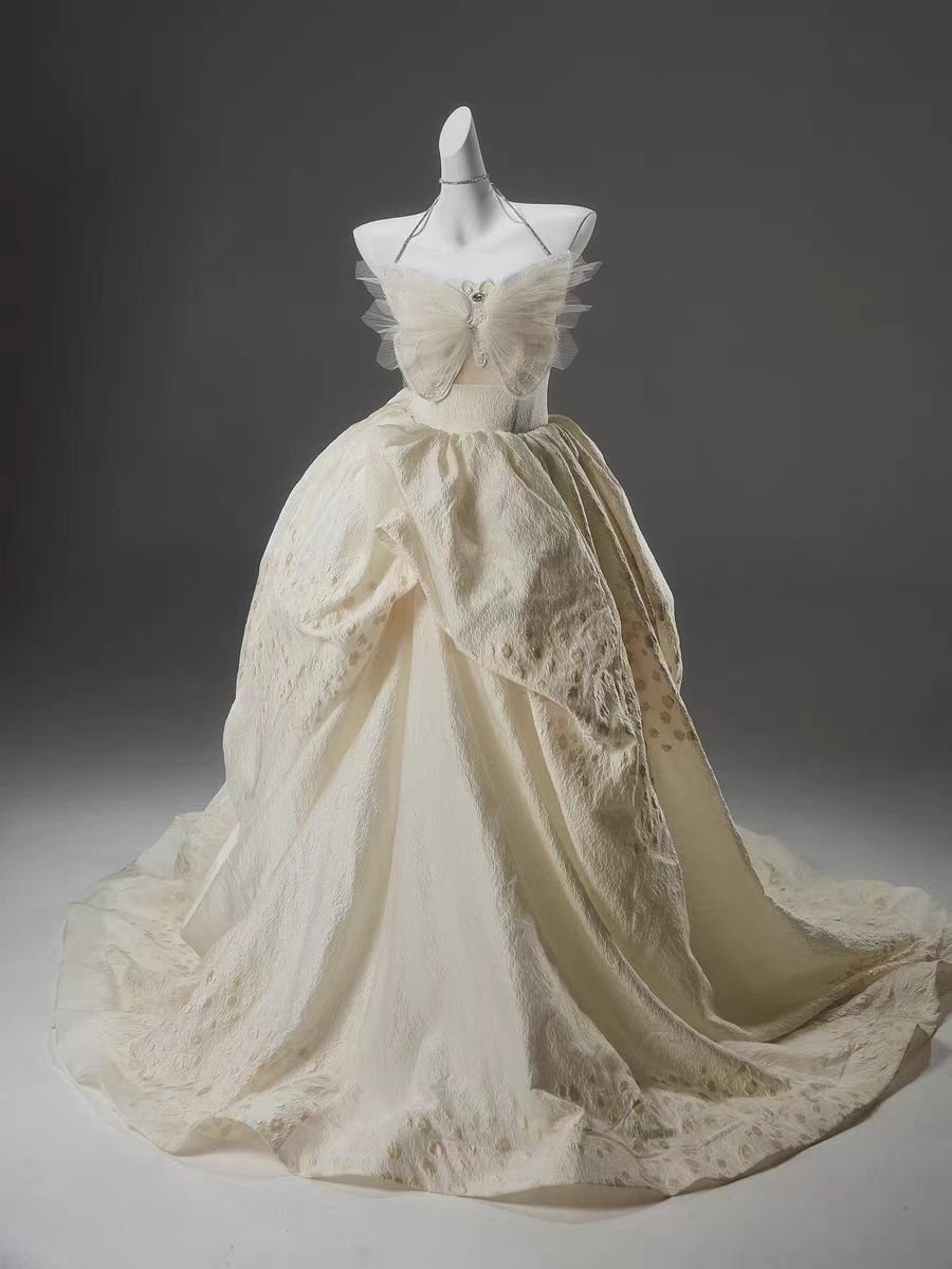 Cream White Off-Shoulder Ball Gown with Lace and Ruffle Detail - Plus Size Size 4 / Cream Cream White Off-Shoulder Ball Gown with Lace and Ruffle Detail - Plus Size Size 4 / Cream