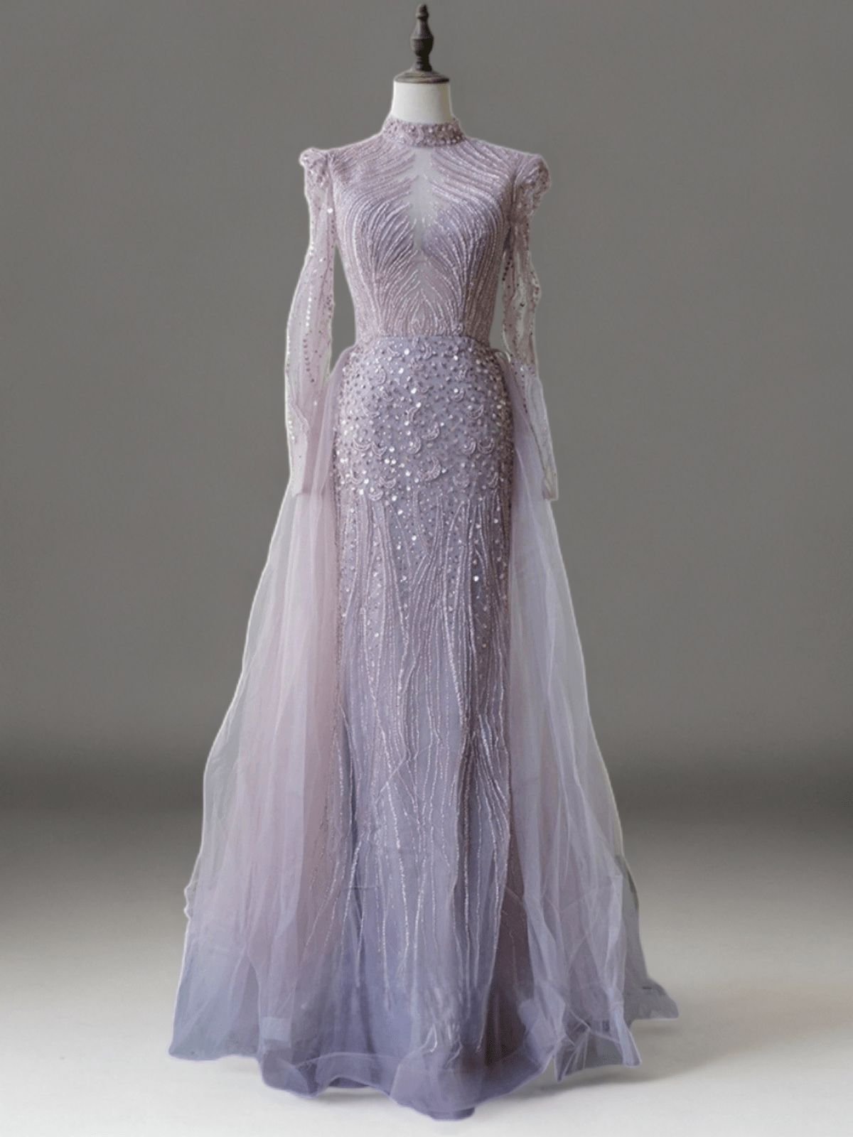 Elegant Lilac Sequin and Tulle Evening Gown