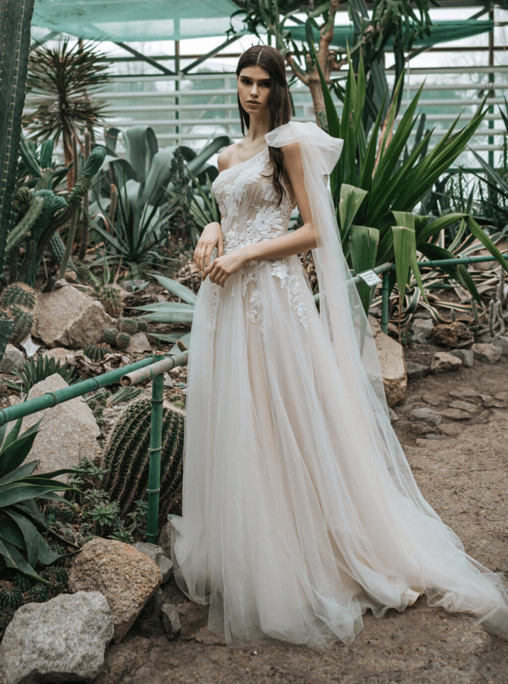 Elegant Off One Shoulder Wedding Dress with Tulle - Floral Applique Wedding Gown - Open Back Wedding Dress Plus Size - KAMILA Size 14 Elegant Off One Shoulder Wedding Dress with Tulle - Floral Applique Wedding Gown - Open Back Wedding Dress Plus Size - KAMILA Size 14