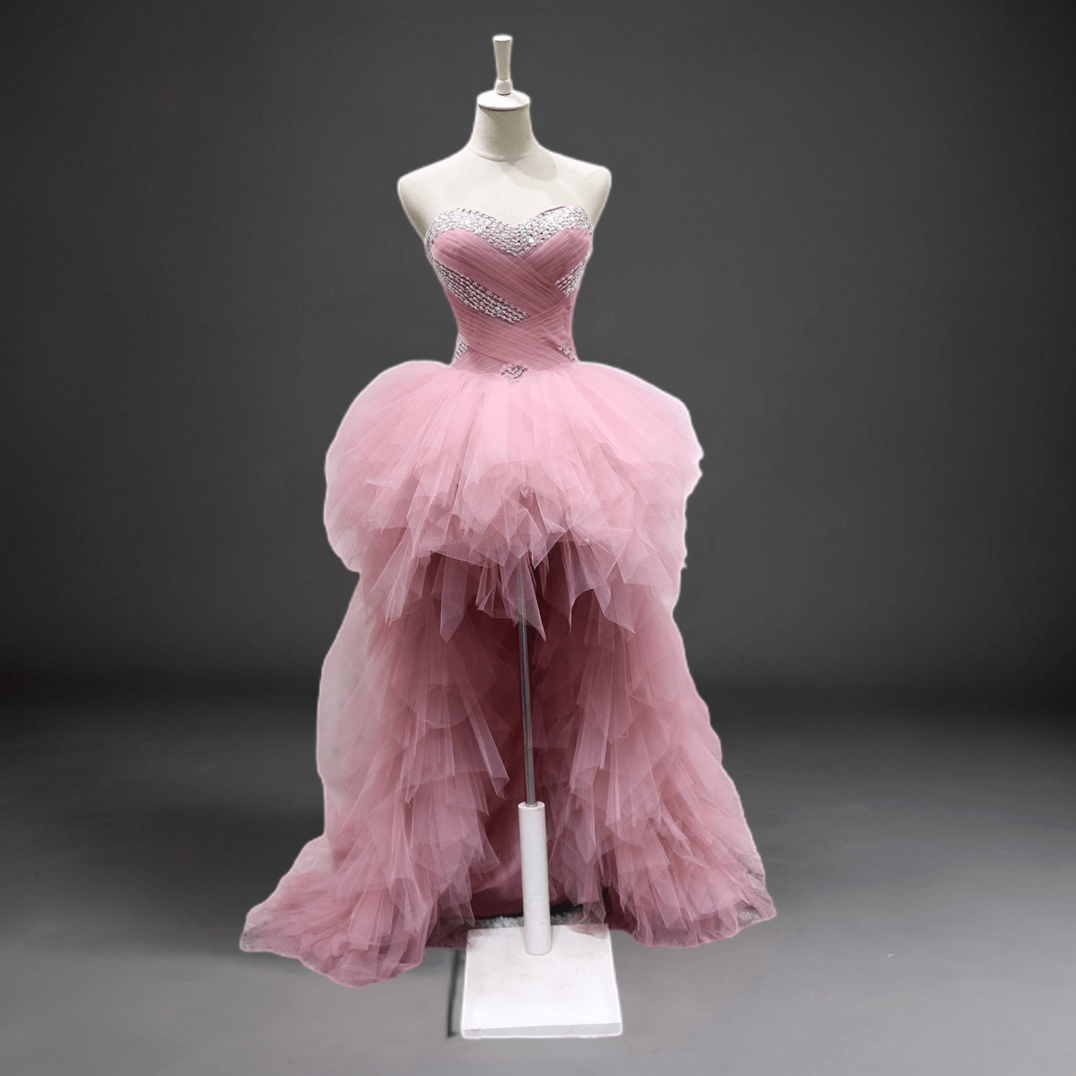 Elegant Pink Layered Tulle Ruffle Dress Elegant Pink Layered Tulle Ruffle Dress